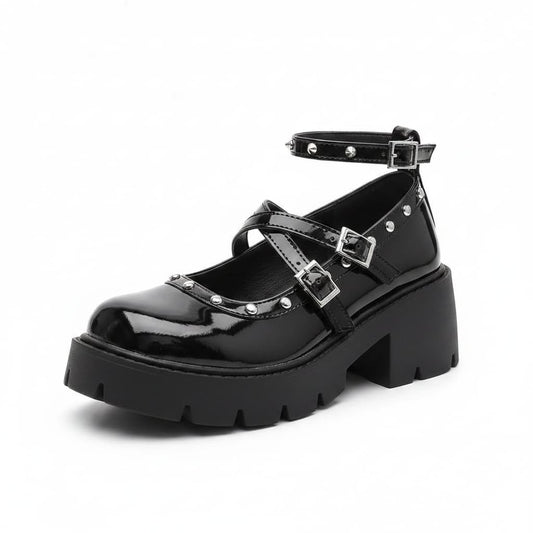 Midnight Rebel Platform Mary Janes