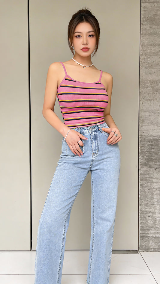 Stripe Seduction – Retro Color Slim Top