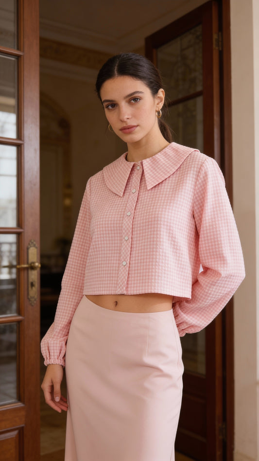 Pretty Picnic Vibes Gingham Blouse - Pink