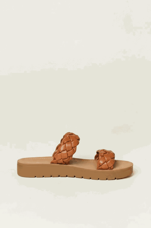 WILD DIVA Woven Dual Band Platform Sandals