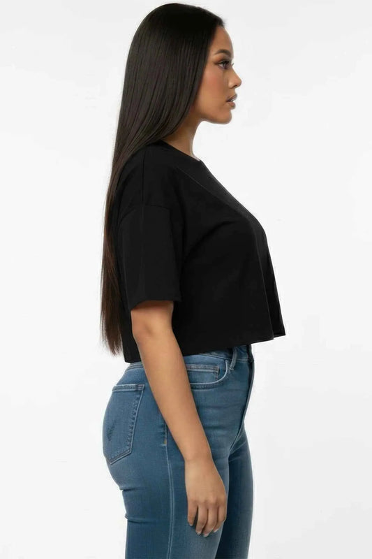 Women's Premium Short Sleeve Round Neck Basic Crop Top