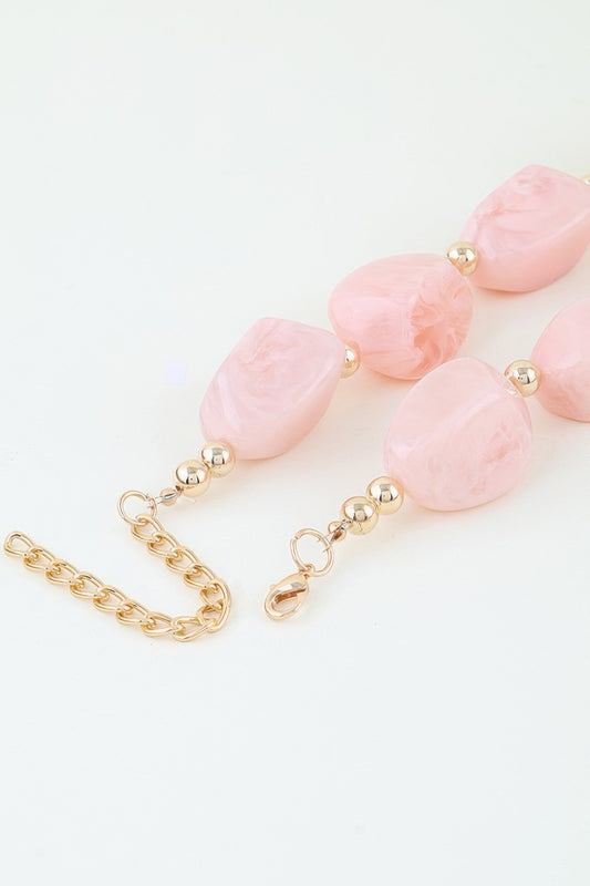Marbled Sugar Beaded Stone Choker Necklace