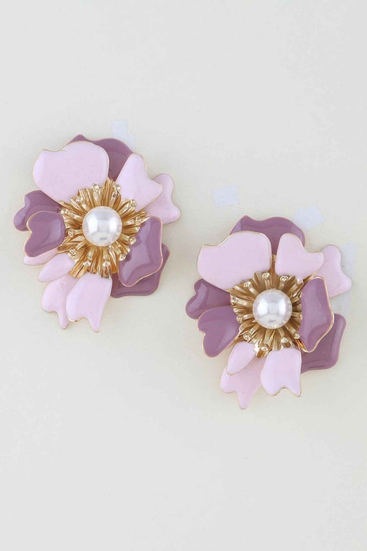 Lavender Petal Swirl Blossom Earrings