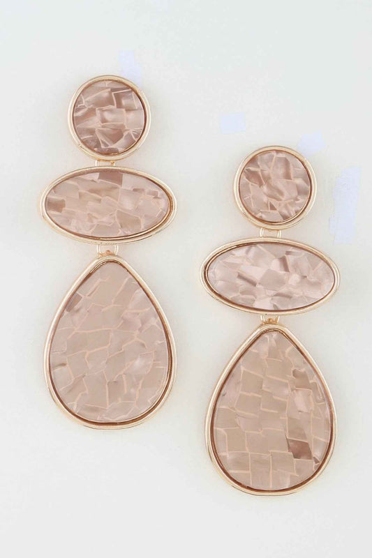 Trifecta Marble Brick Drop Earrings