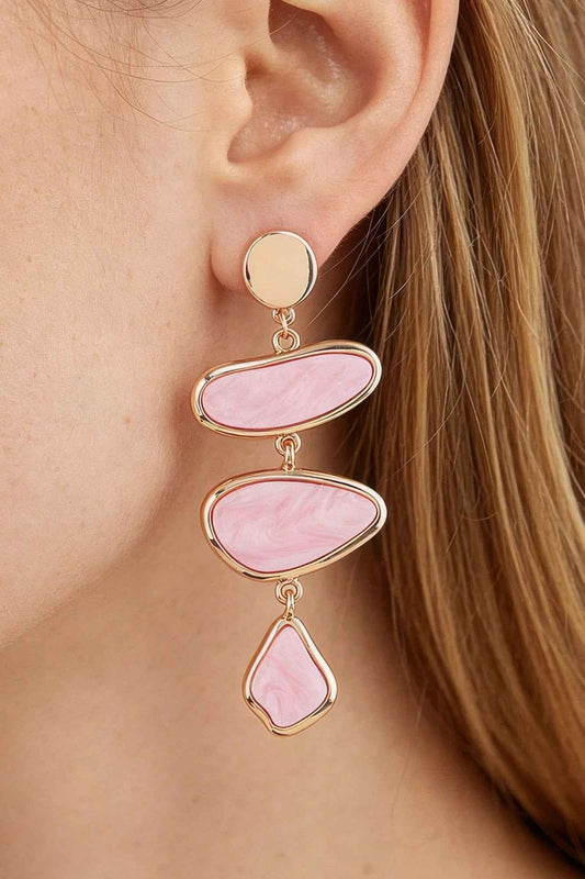 Gilded Marble Stone Drop Earrings