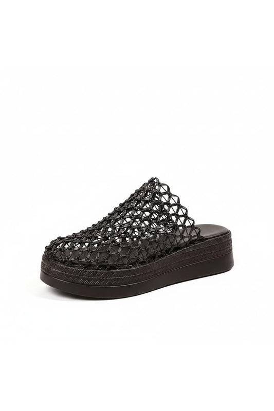 Woven Net Design Platform Sandals