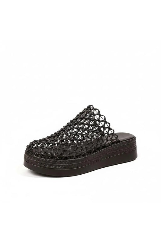 Woven Net Design Platform Sandals