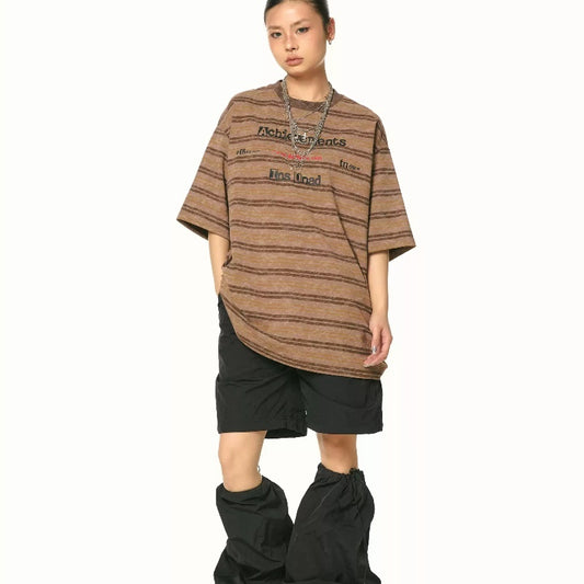 Retro Striped Printed T-shirt