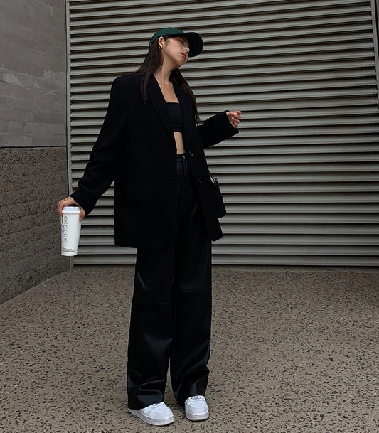 Casual Loose-Fit Black Streetwear Pants
