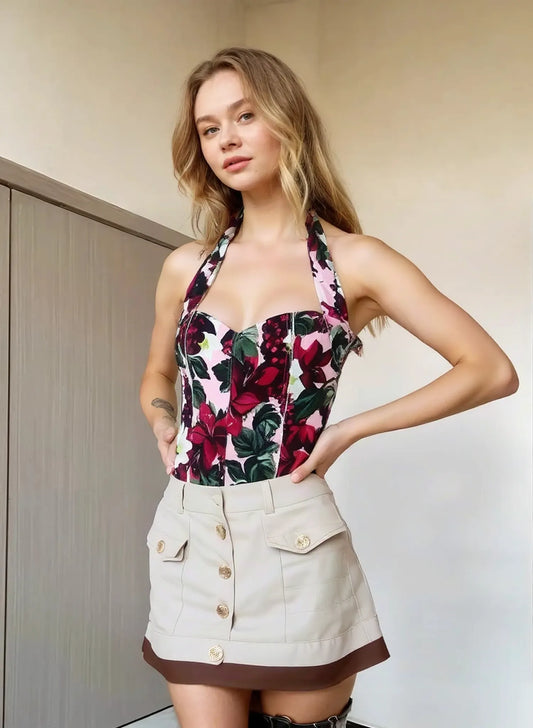 Sexy Hot Girl Print Halter Top