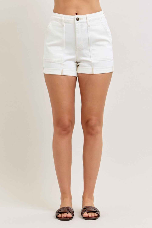 Judy Blue High-Waisted Aurora Weekender Short with Double Rolled Cuff