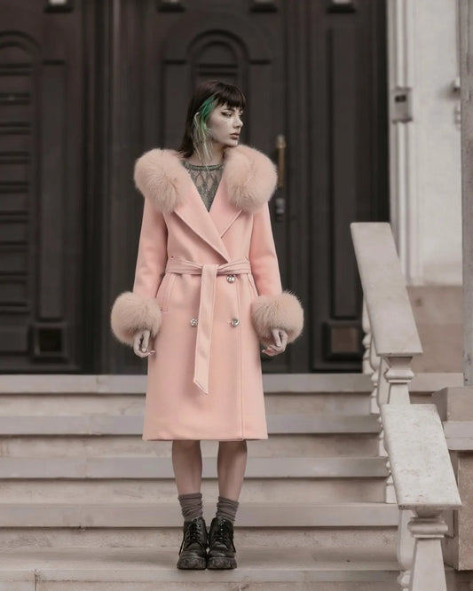 Slim-fit Large Fur Collar Lengthened Coat