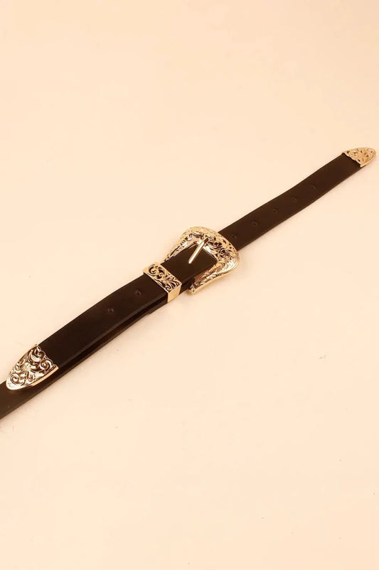 Double Buckle PU Leather Belt - Lustreve