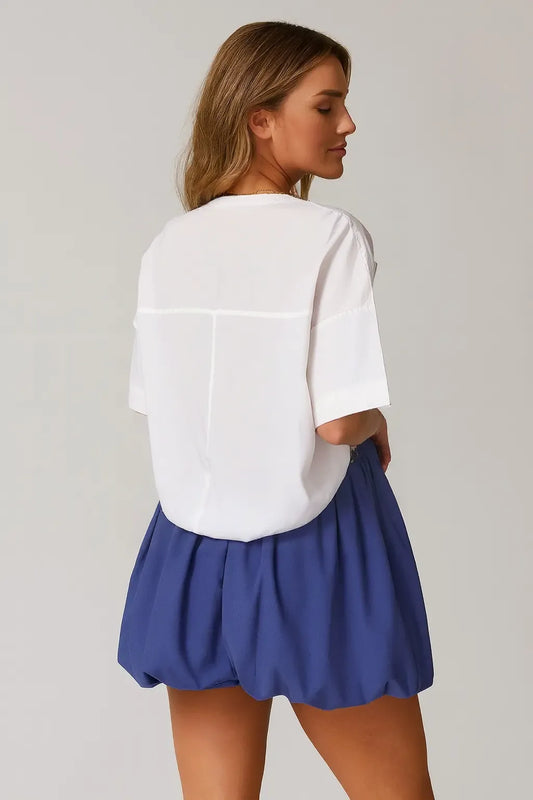 Effortless Flow Oversized Button-Up – White