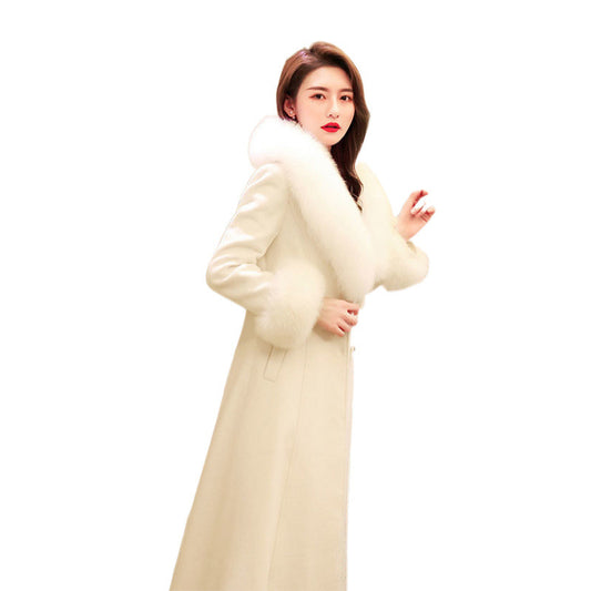 Booked And Busy White Long Woolen Coat