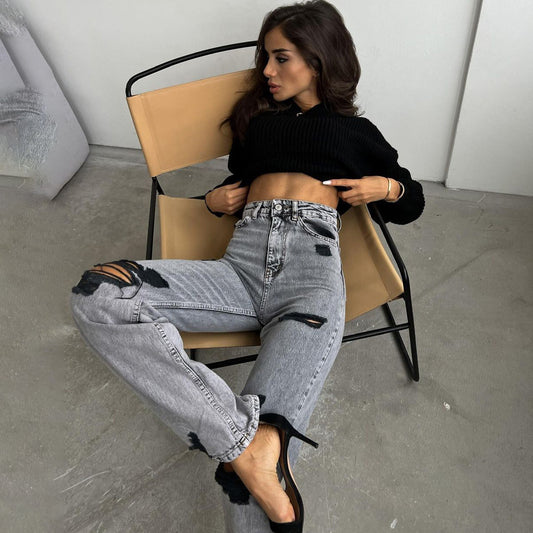 Bad Intentions Distressed Straight-Leg Jeans