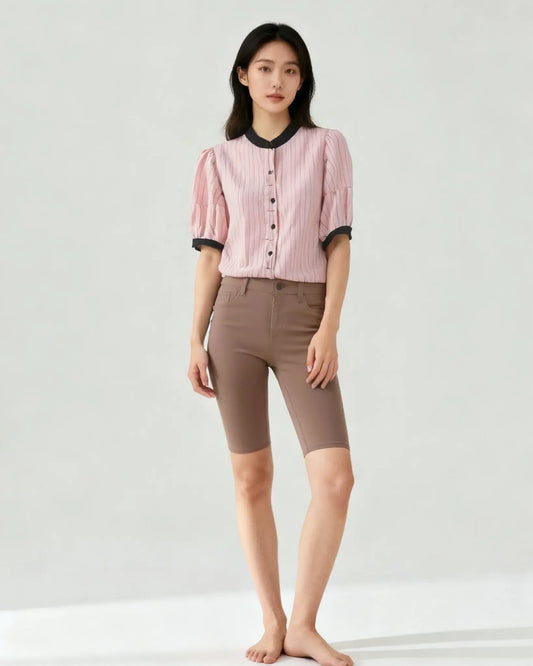 Boho Breeze – Youthful Puff Sleeve Asymmetric Chic Shirt