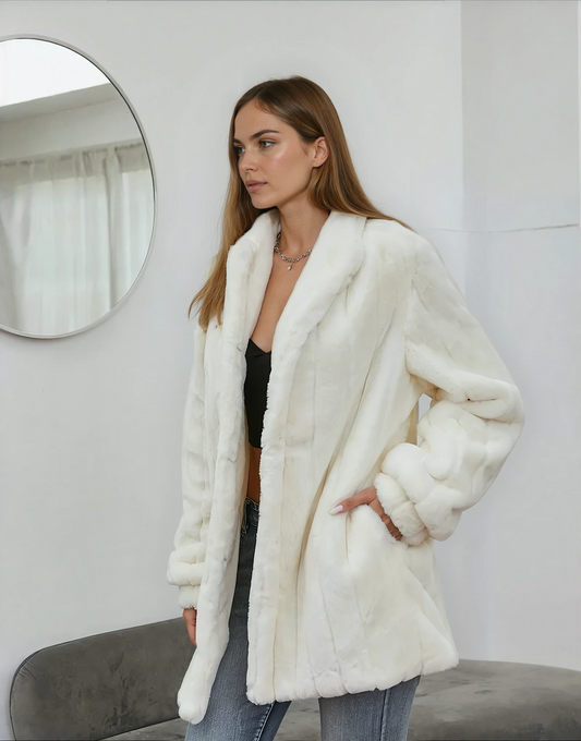 Ackets Fur Coat White Winter Floral Jacket