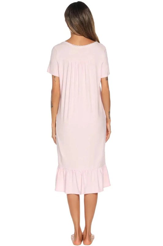 Lace Detail Square Neck Lounge Dress - Lustreve
