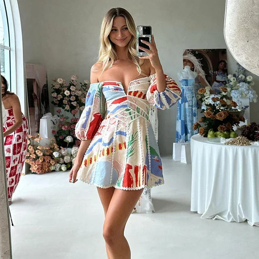 Women Floral Lace V-Neck Dress – Summer Chic & Feminine