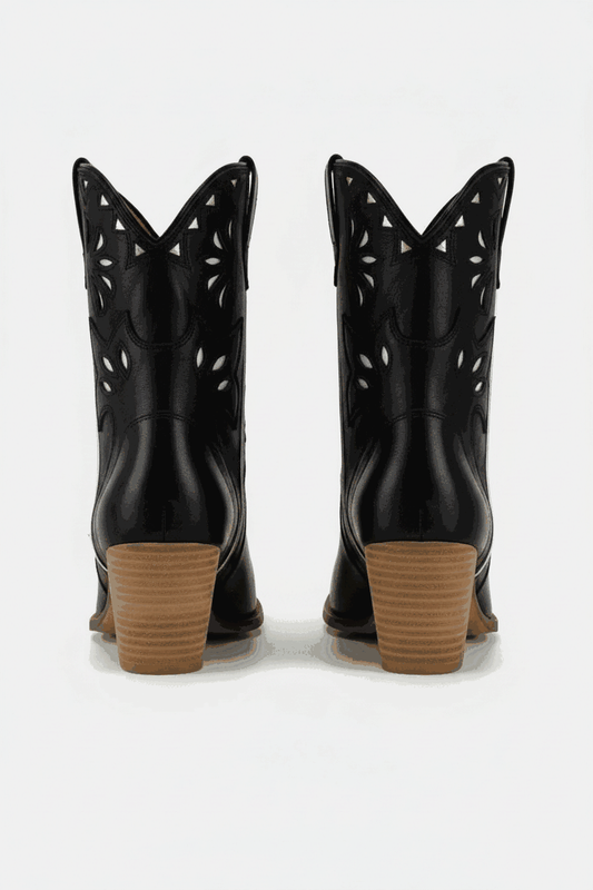 Beast Fashion Cut-Out Floral Embroidery Boots