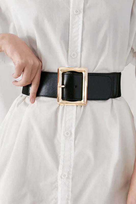 Rectangle Buckle Elastic Wide Belt - Lustreve