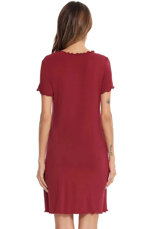 Round Neck Short Sleeve Lounge Dress - Lustreve