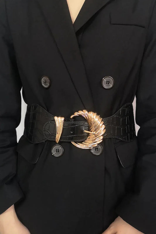 Shell Alloy Buckle Elastic Belt - Lustreve