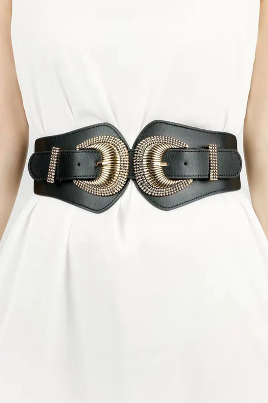 Shell Double Buckle Elastic Wide Belt - Lustreve