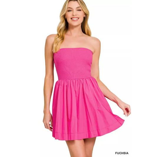 Sun’s Out, So Am I Smocked Tube Mini Dress - Lustreve