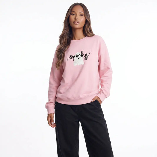 Boo Babe Fleece Reversible Casual Sweatshirt - Dusty Pink