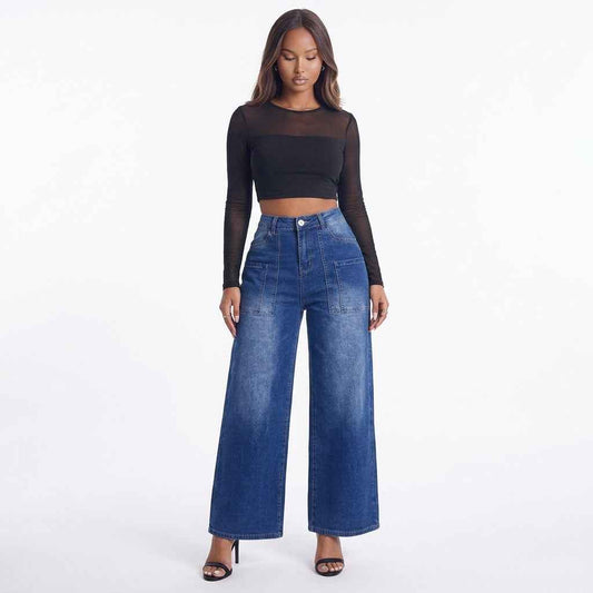 High-Waisted Wide Leg Jeans