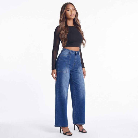 High-Waisted Wide Leg Jeans