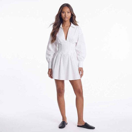 Sunday Stroll Ruched Collared Mini Dress