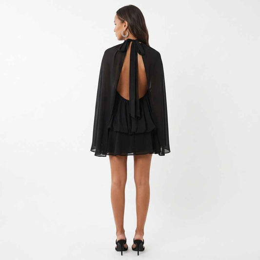 A Little Extra High Neck Ruffled Mini Dress