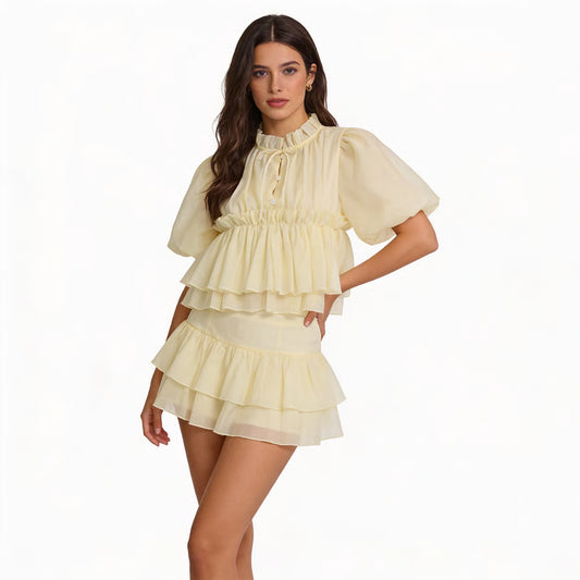 Sunbeam Puff Lace-Up Doll Shirt