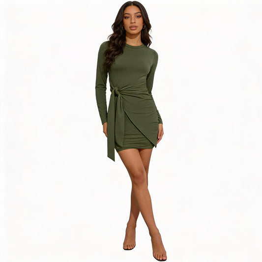 Quiet Storm Primrose Wrap-Tie Bodycon Mini Dress