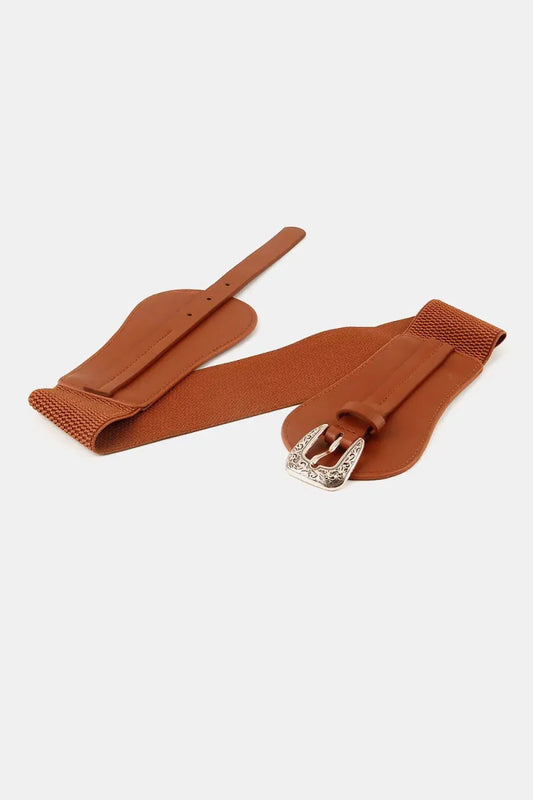 Wide Elastic Belt with Alloy Buckle - Lustreve