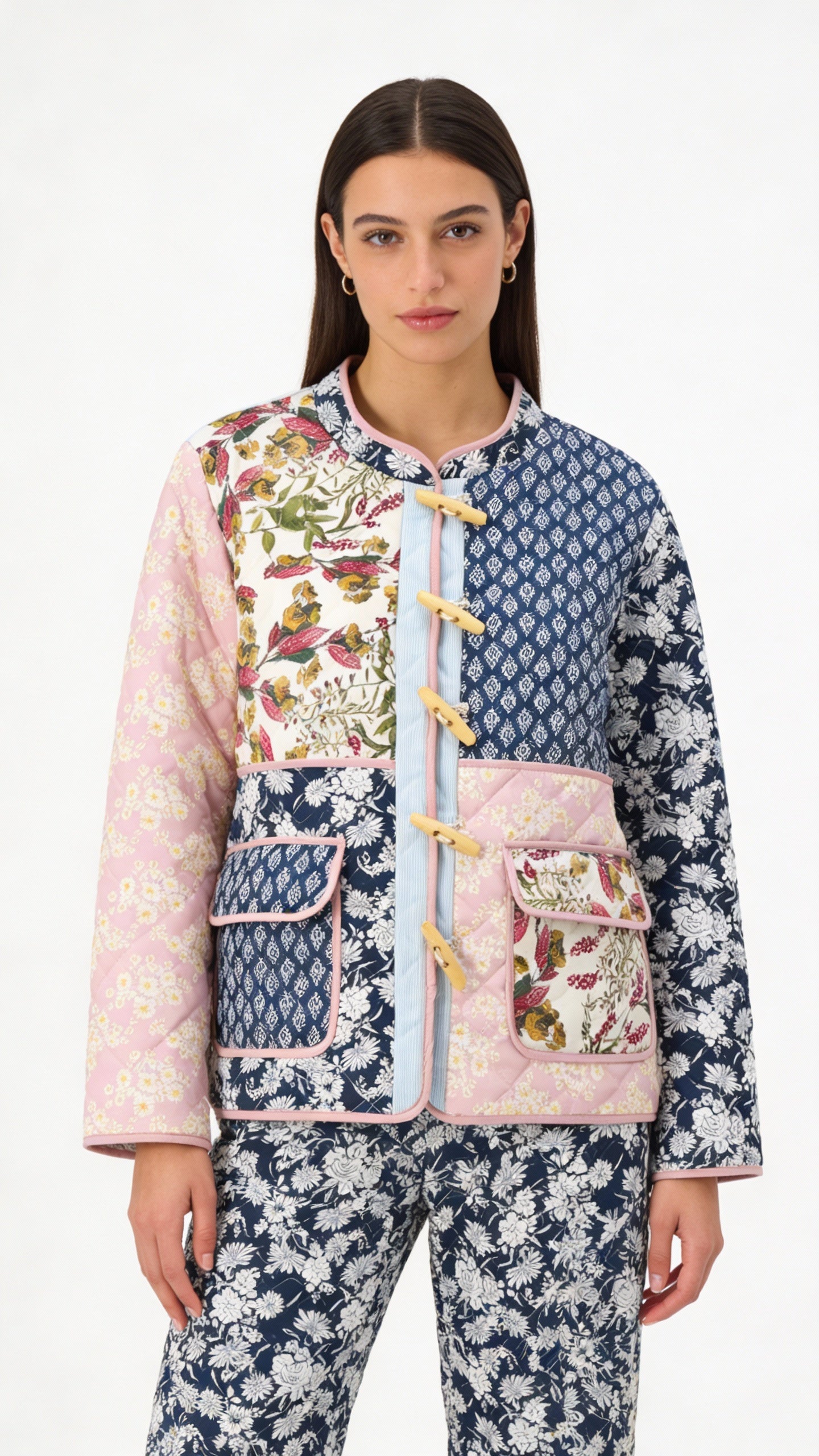 In  Style  Printing Patchwork Padded Jacket