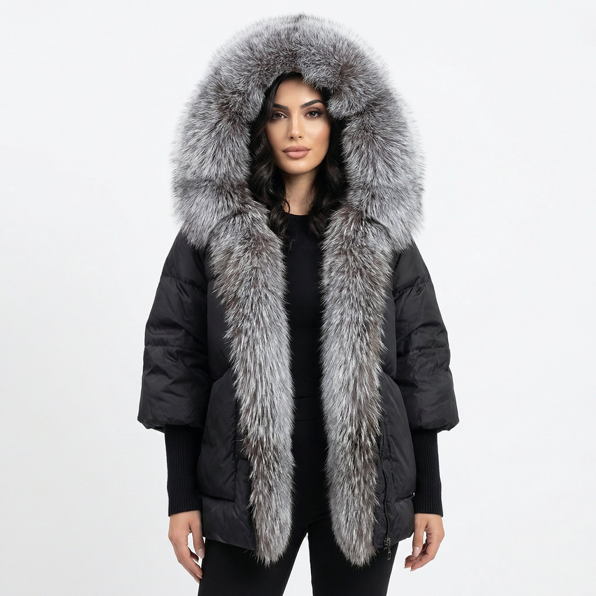 White Duck Down Real Fur  Collar Down Jacket