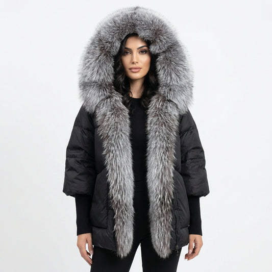 White Duck Down Real Fur  Collar Down Jacket