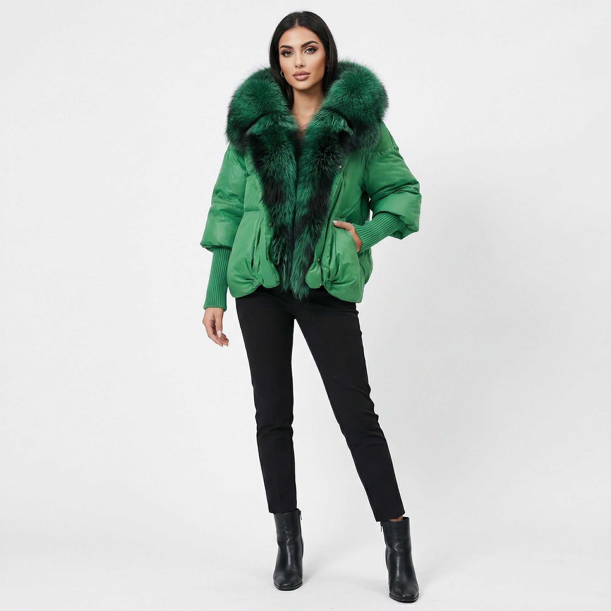 White Duck Down Real Fur  Collar Down Jacket