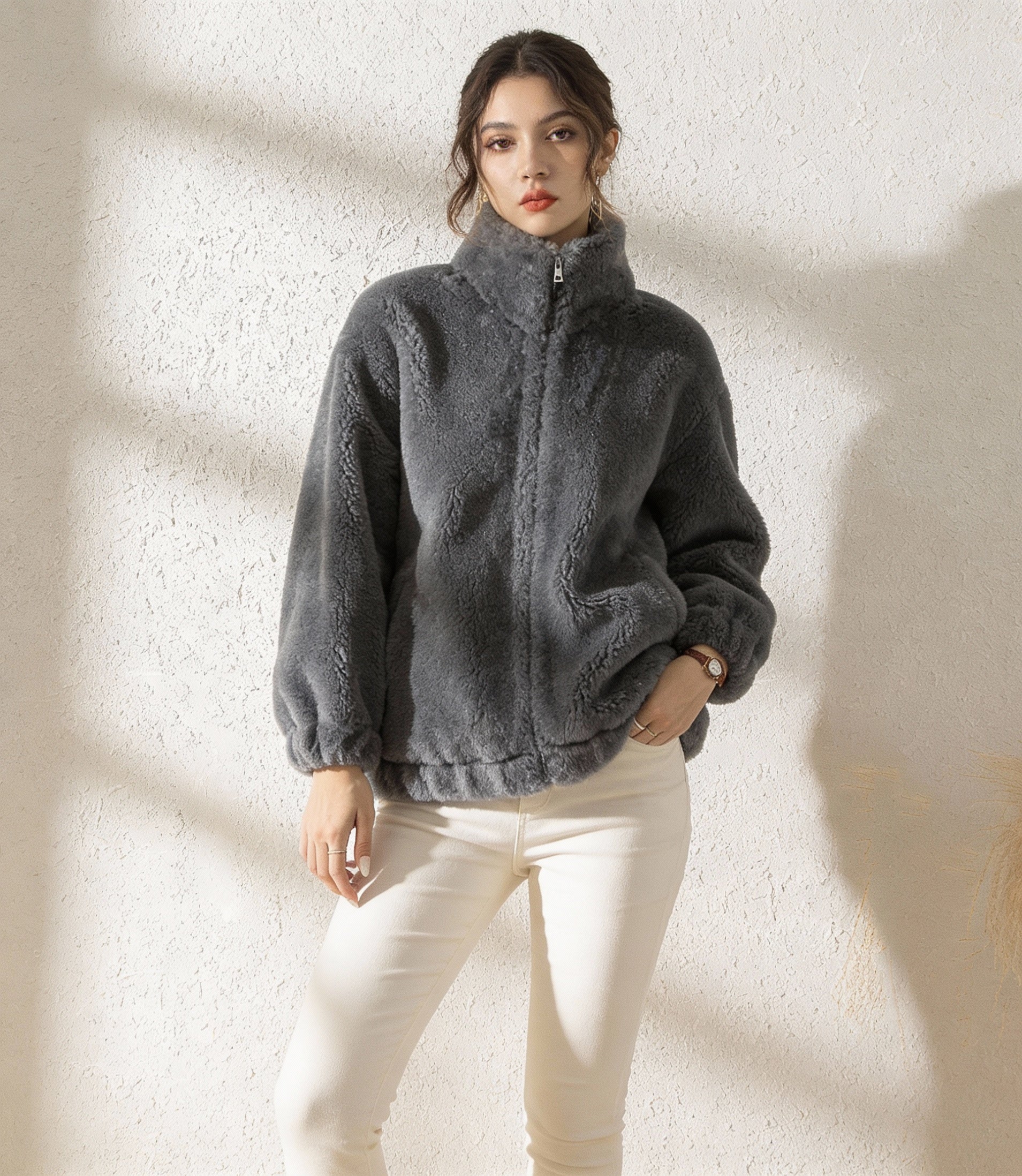 Shayla Kurzmantel aus Korallenvlies