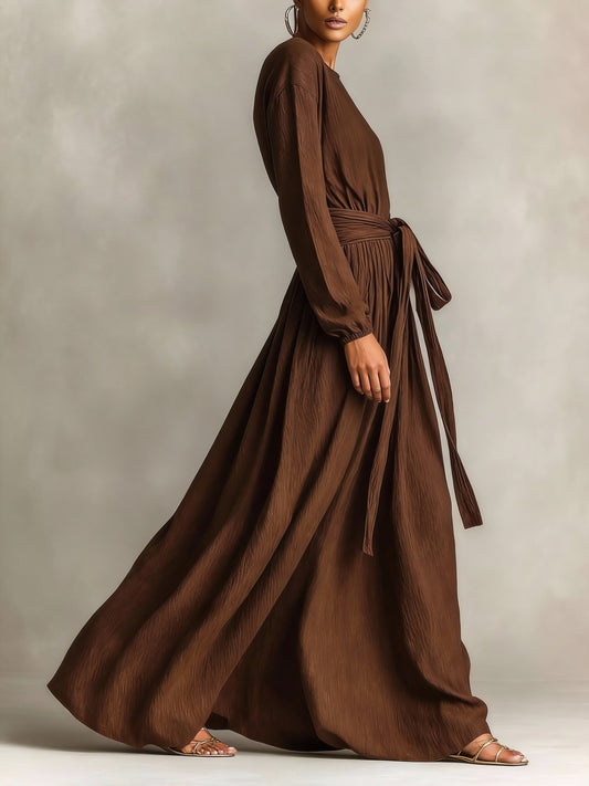 Calm Confidence Tie-Waist Flowy Maxi Dress