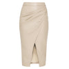 Stacy Faux Leather Drape Skirt