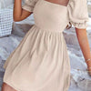 Square Neck Puff Sleeve A-Line Mini Dress