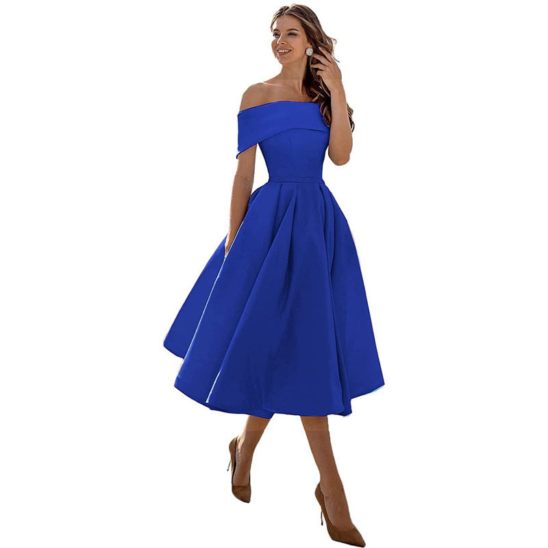 Love Letter Off-Shoulder Tea Dress– With Pockets
