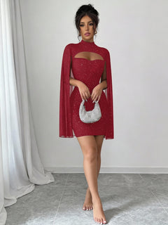 Own the Night Aurelia Stardust Cape Mini Dress
