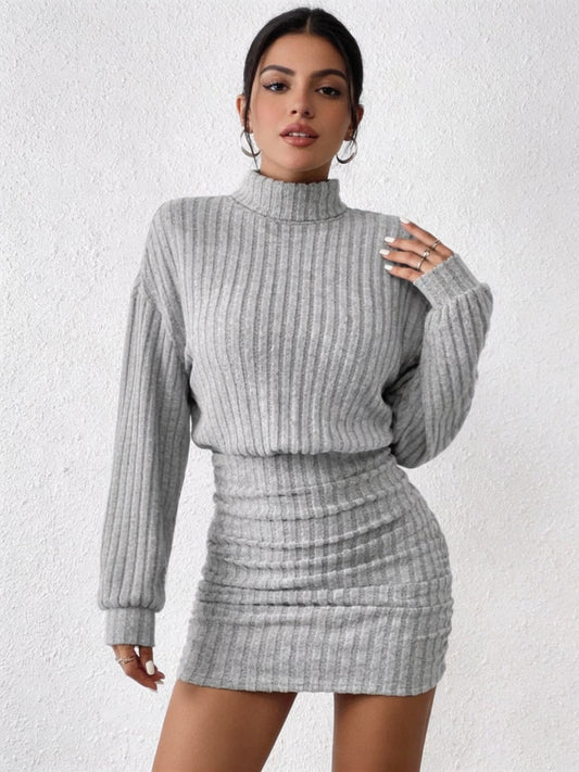 Cozy Command Maeve Ribbed Turtleneck Sweater Mini Dress