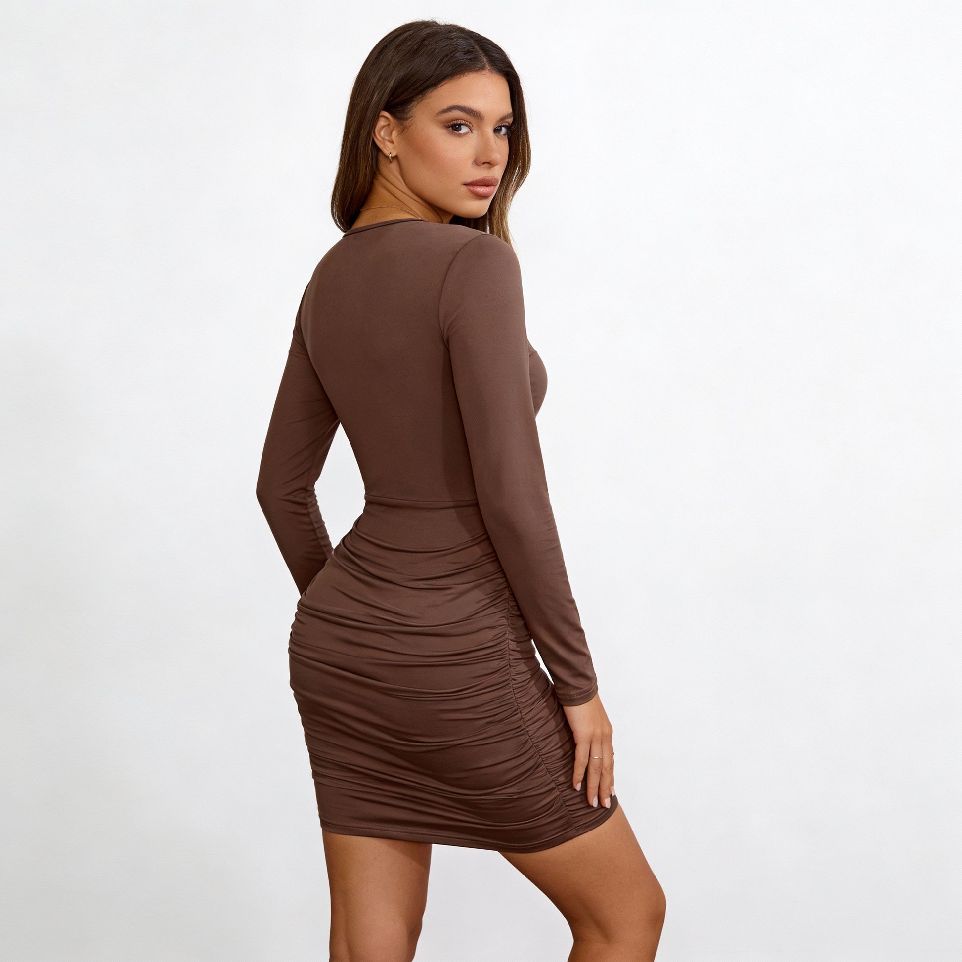 Draped in Elegance V-Neck Bodycon Mini Dress